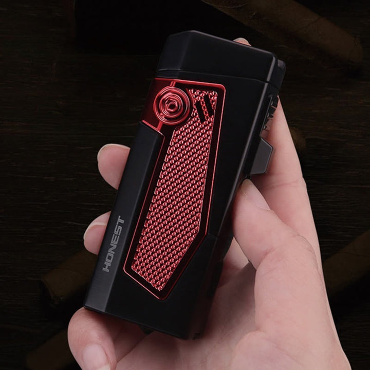 Briquet portable à quatre flammes, rechargeable au butane, quatre brûleurs