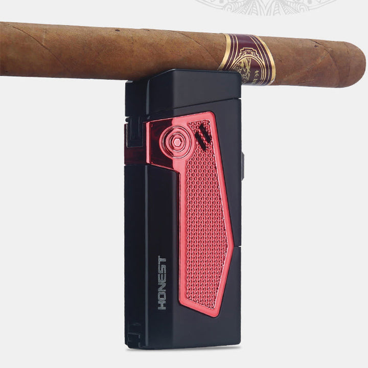 Briquet portable à quatre flammes, rechargeable au butane, quatre brûleurs