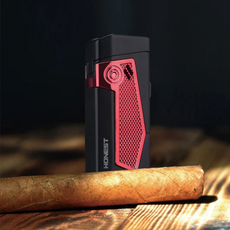 Briquet portable à quatre flammes, rechargeable au butane, quatre brûleurs