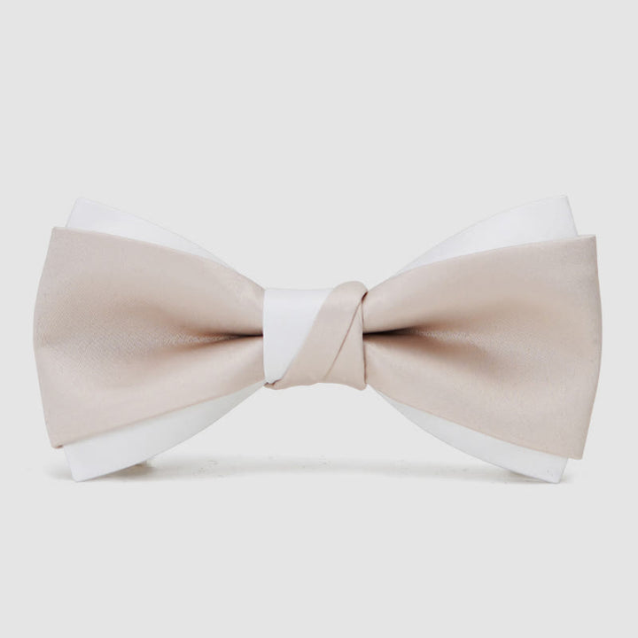Nœud papillon double épaisseur rose pâle et blanc pour homme