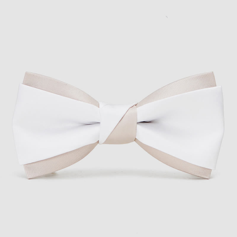 Nœud papillon double épaisseur rose pâle et blanc pour homme