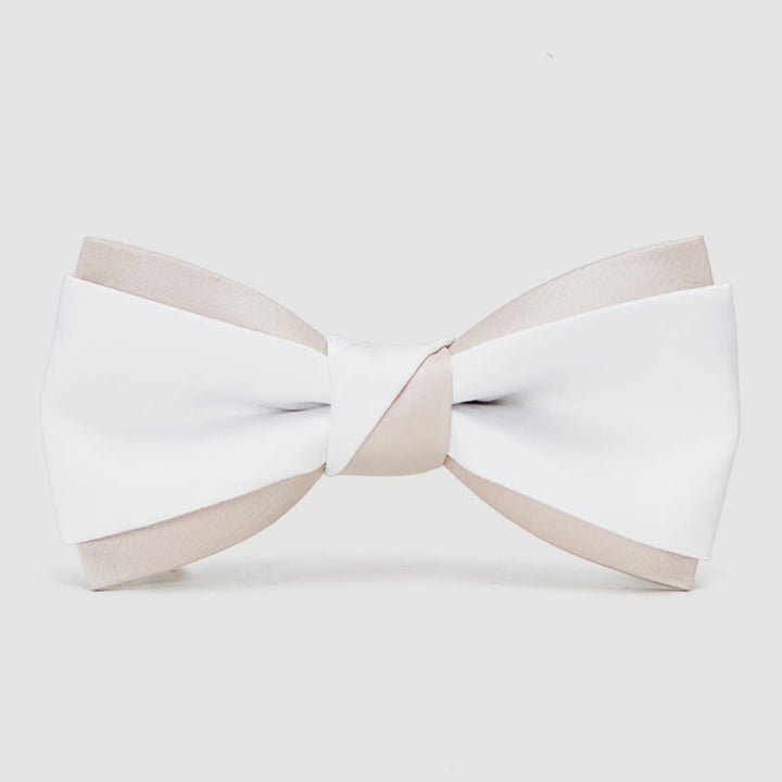 Nœud papillon double épaisseur rose pâle et blanc pour homme