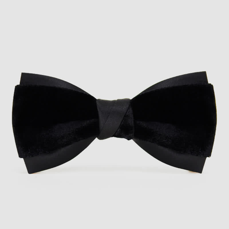 Nœud papillon double épaisseur en velours bicolore pour homme - Noir - image 5