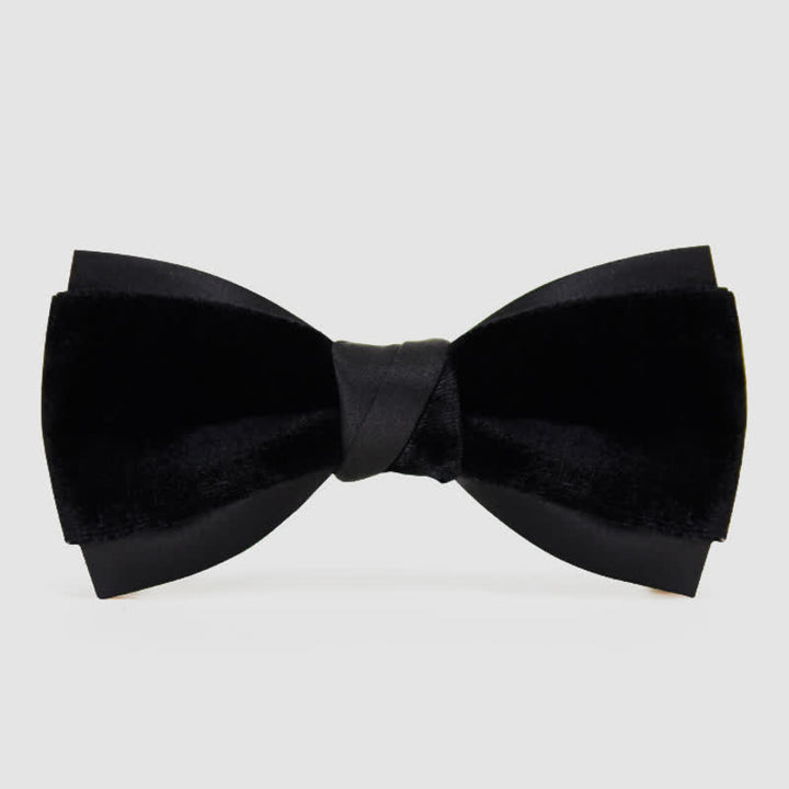 Nœud papillon double épaisseur en velours bicolore pour homme - Noir - image 5