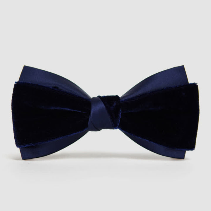 Nœud papillon double épaisseur en velours bicolore pour homme - Bleu - image 8