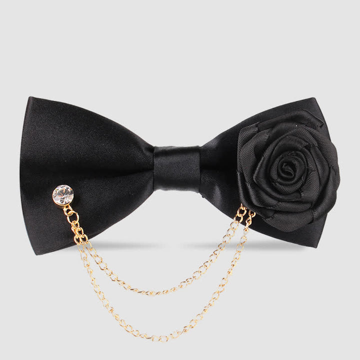Nœud papillon élégant pour homme avec chaîne en or rose