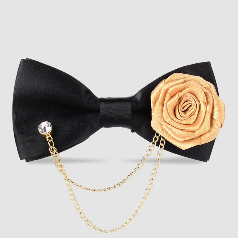 Nœud papillon élégant pour homme avec chaîne en or rose