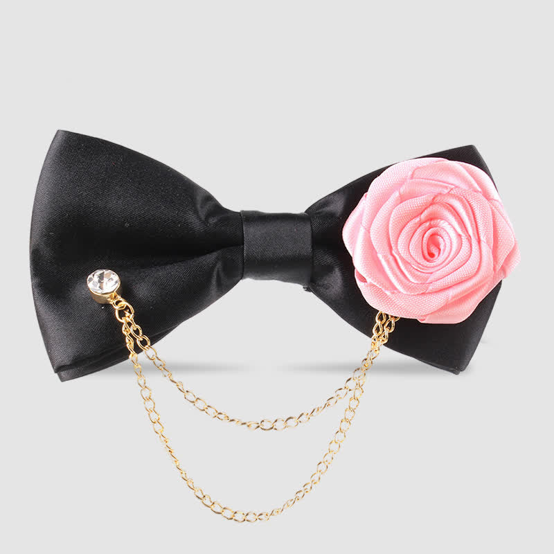 Nœud papillon élégant pour homme avec chaîne en or rose