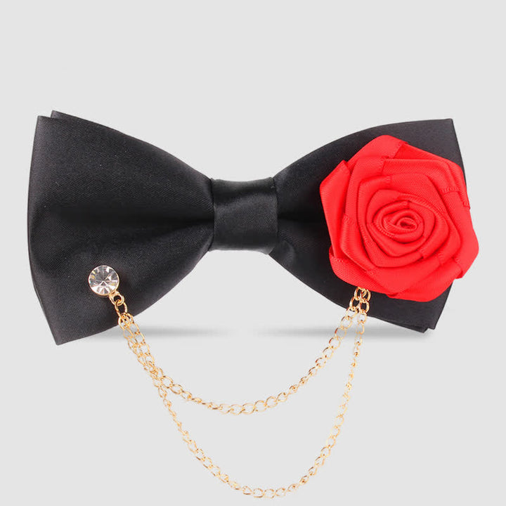 Nœud papillon élégant pour homme avec chaîne en or rose