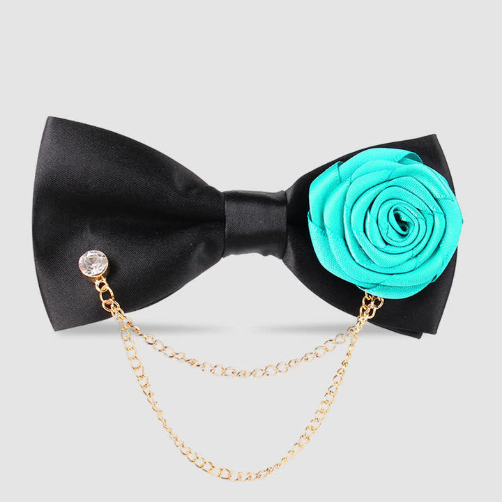 Nœud papillon élégant pour homme avec chaîne en or rose