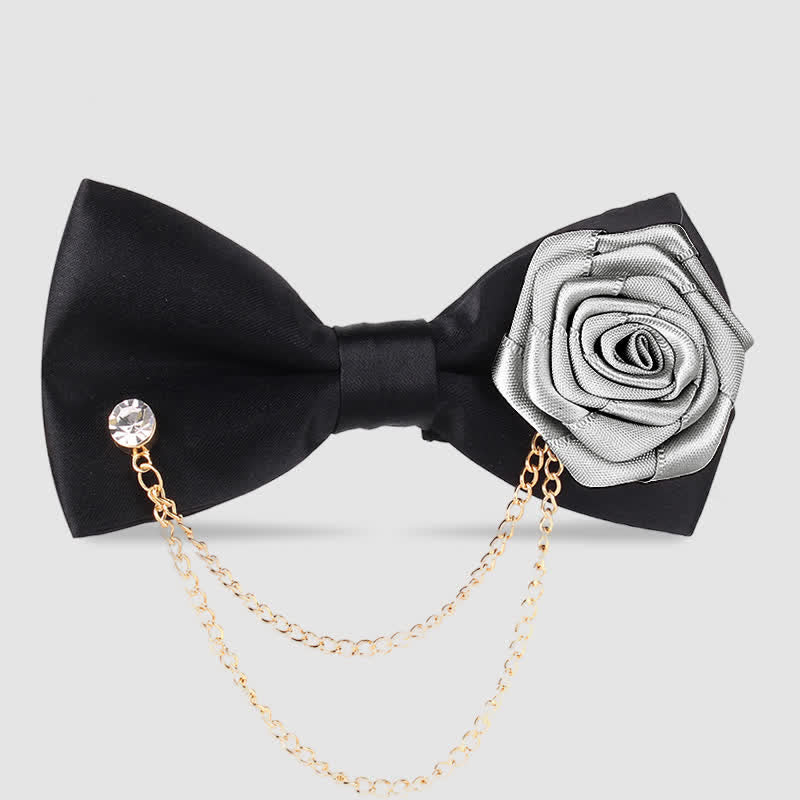 Nœud papillon élégant pour homme avec chaîne en or rose