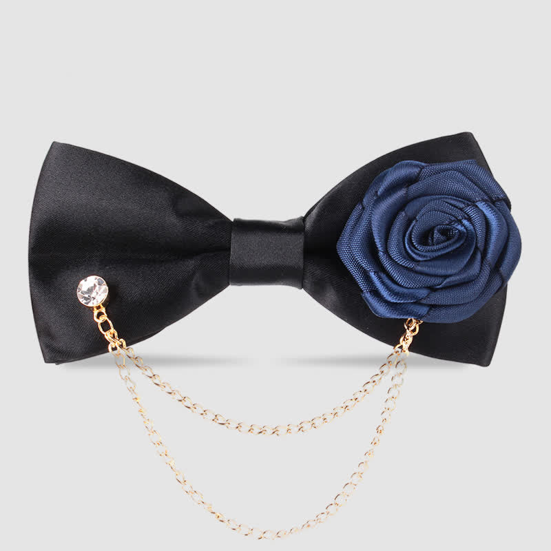 Nœud papillon élégant pour homme avec chaîne en or rose