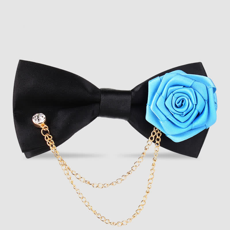 Nœud papillon élégant pour homme avec chaîne en or rose
