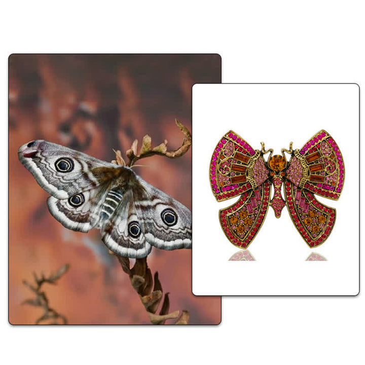 Broche papillon pour femme avec strass en cristal