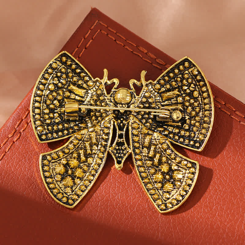 Broche papillon pour femme avec strass en cristal