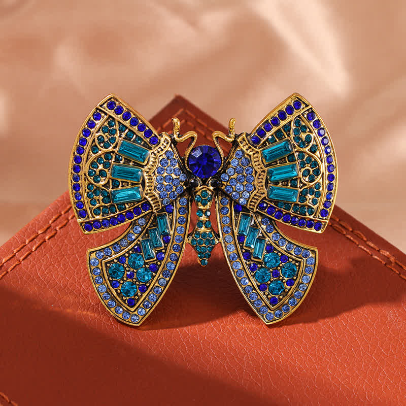 Broche papillon pour femme avec strass en cristal