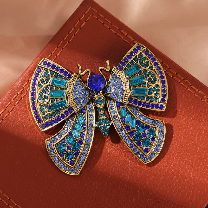 Broche papillon pour femme avec strass en cristal
