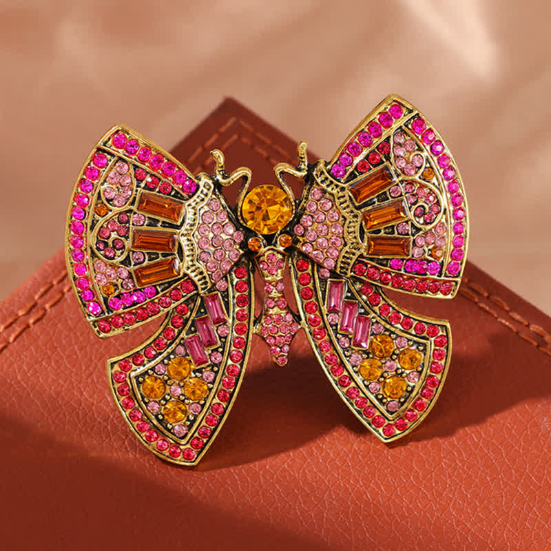 Broche papillon pour femme avec strass en cristal