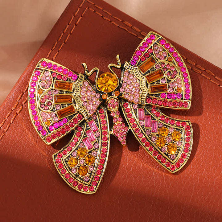 Broche papillon pour femme avec strass en cristal
