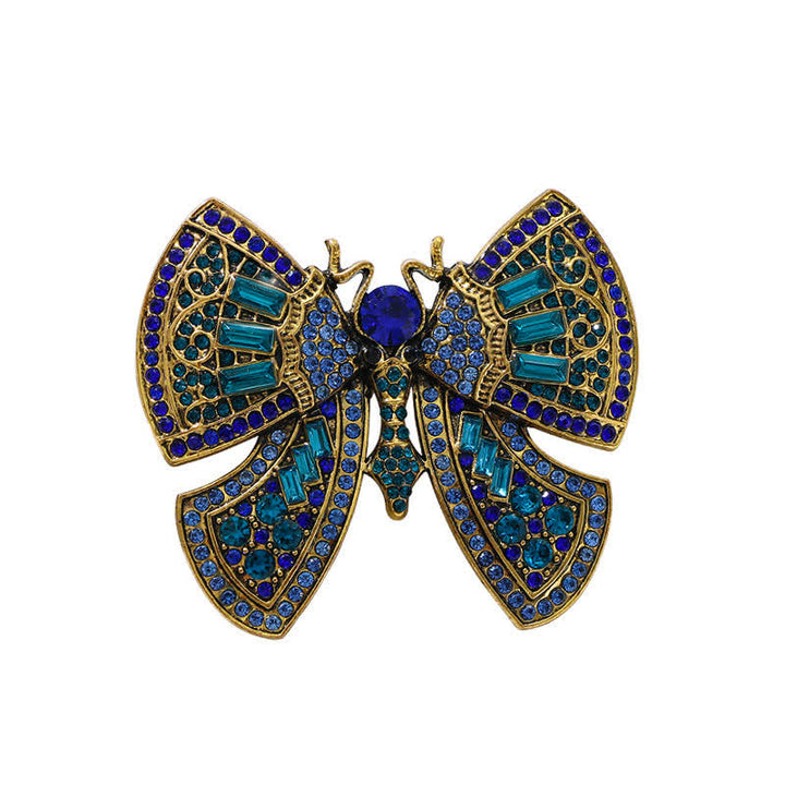 Broche papillon pour femme avec strass en cristal