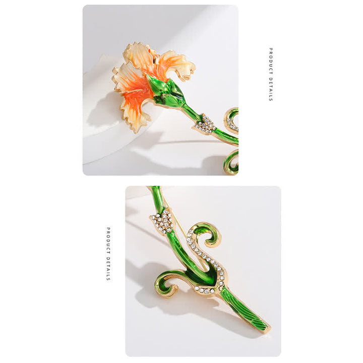 Jolie broche œillet émaillée pour femme