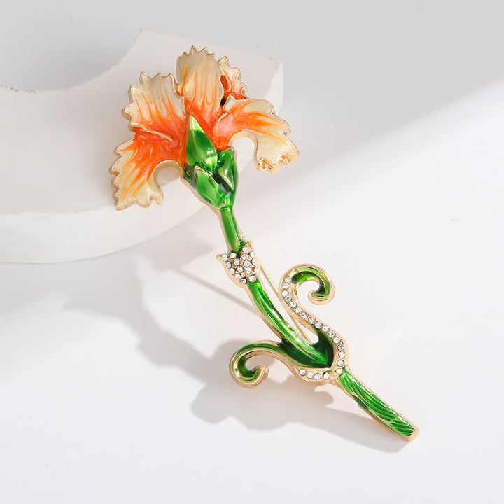 Jolie broche œillet émaillée pour femme