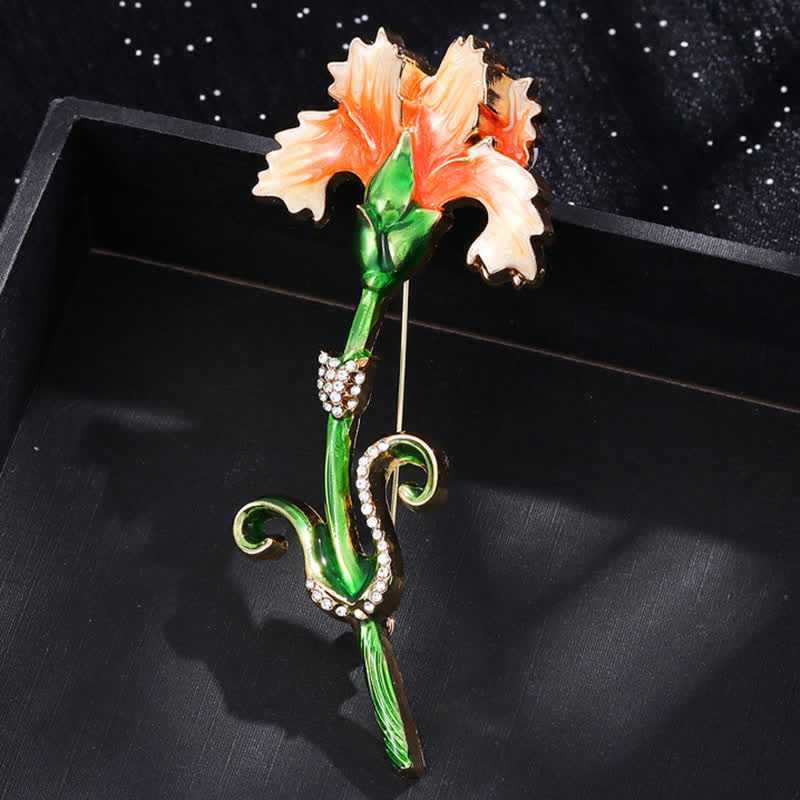 Jolie broche œillet émaillée pour femme
