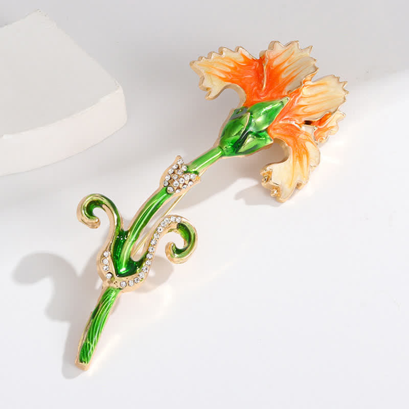 Jolie broche œillet émaillée pour femme