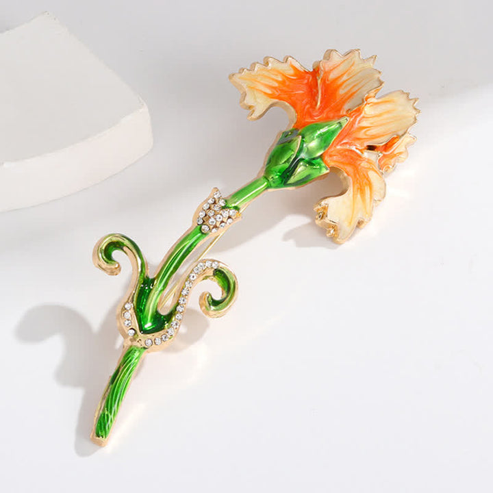 Jolie broche œillet émaillée pour femme