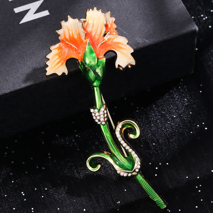 Jolie broche œillet émaillée pour femme
