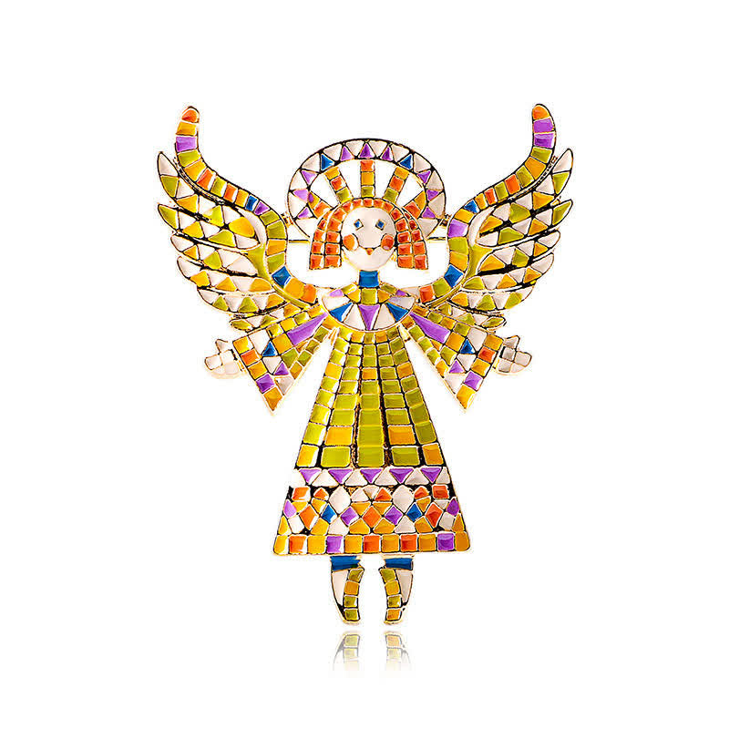 Jolie broche ange en émail coloré pour femme