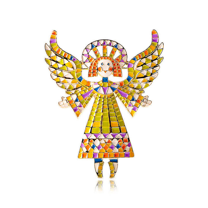 Jolie broche ange en émail coloré pour femme