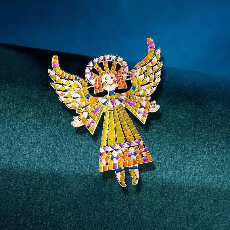 Jolie broche ange en émail coloré pour femme