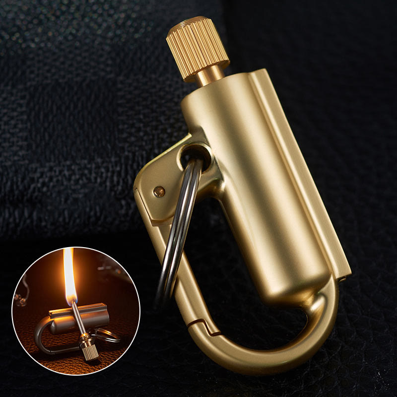 Briquet porte-clés portable coupe-vent avec dix mille allumettes et kérosène - Doré - image 1