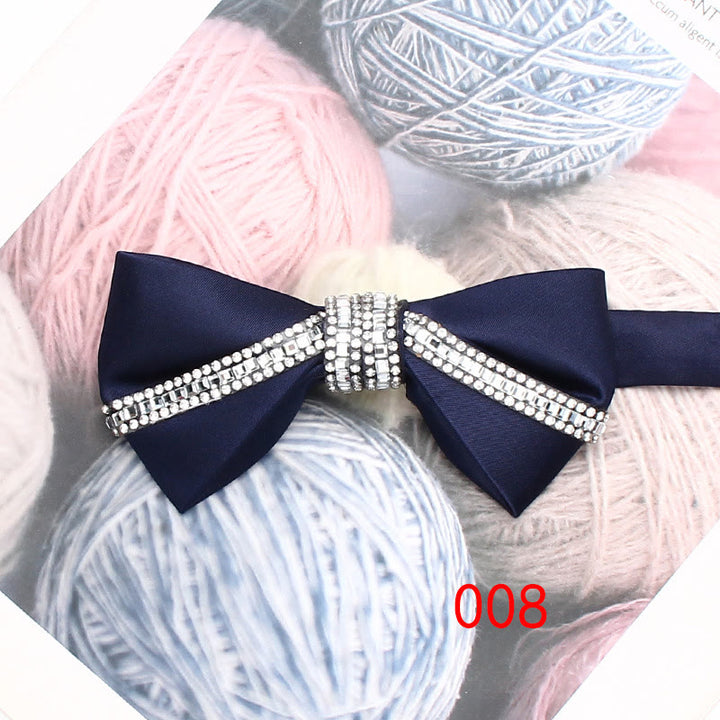 Nœud papillon à bretelles réglables en satin de soie à paillettes et diamants