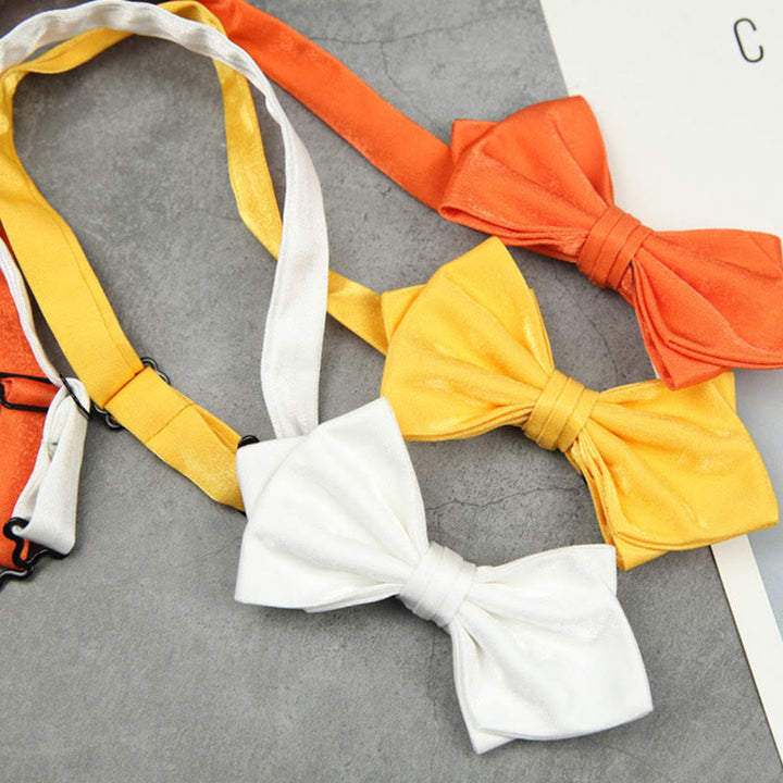 Nœud papillon pointu pré-noué en satin suédé avec sangle réglable