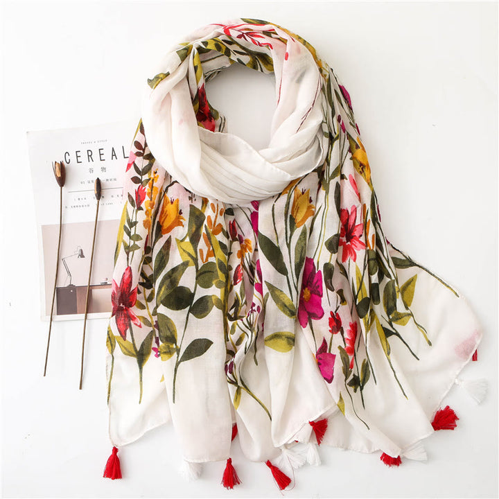 Écharpe fine et légère à imprimé floral pour femme - Fleur de printemps - image 0