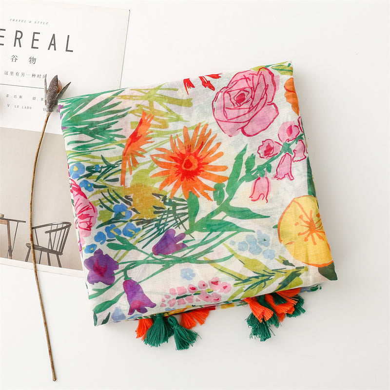 Écharpe fine et légère à imprimé floral coloré pour femme