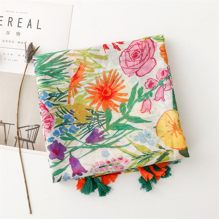 Écharpe fine et légère à imprimé floral coloré pour femme