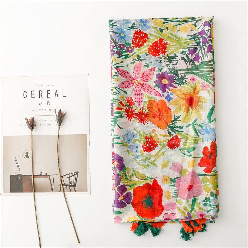 Écharpe fine et légère à imprimé floral coloré pour femme