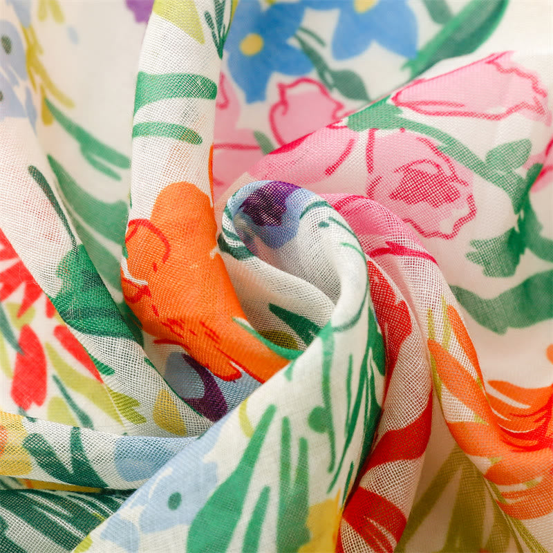Écharpe fine et légère à imprimé floral coloré pour femme