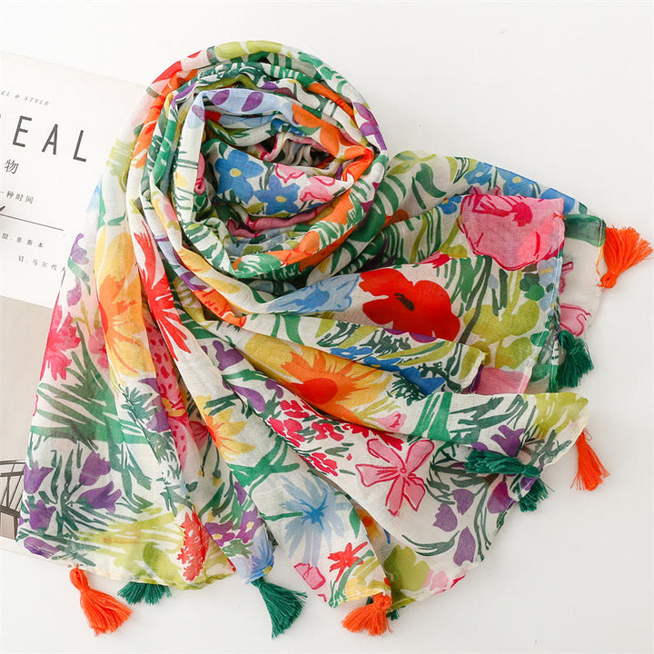 Écharpe fine et légère à imprimé floral coloré pour femme