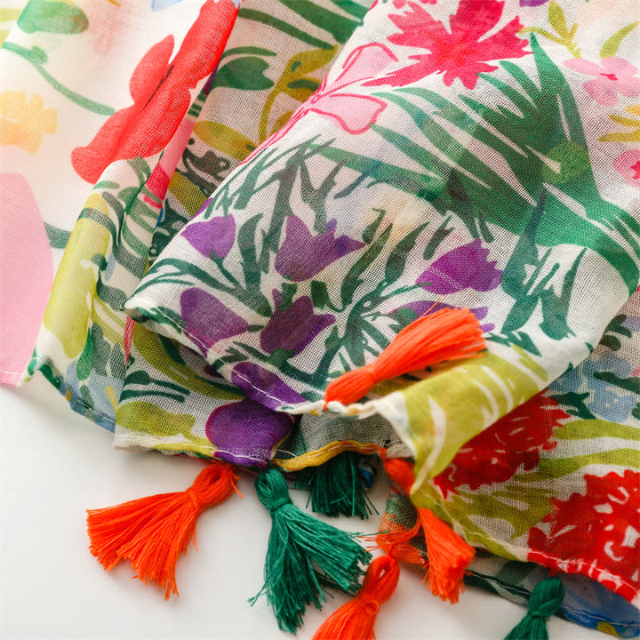 Écharpe fine et légère à imprimé floral coloré pour femme