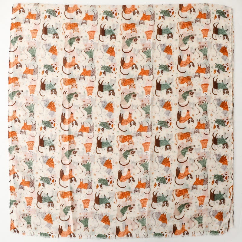 Écharpe fine et légère à imprimé chat et chaton pour femme - image 4