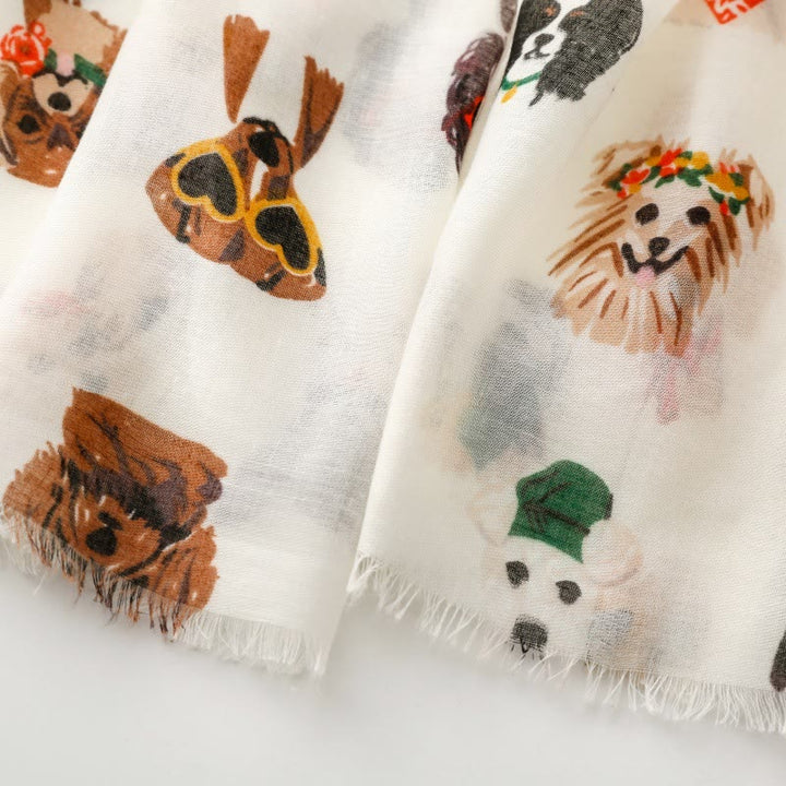 Écharpe fine et légère à imprimé chien et chiot pour femme