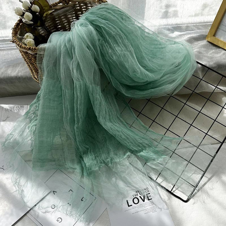 Écharpe fine et légère pour femme, couleur unie, avec protection solaire - Vert - image 10