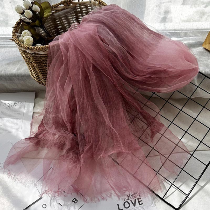 Écharpe fine et légère pour femme, couleur unie, avec protection solaire - Vin rouge - image 6