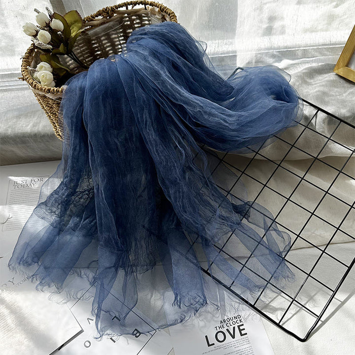 Écharpe fine et légère pour femme, couleur unie, avec protection solaire - Bleu - image 4