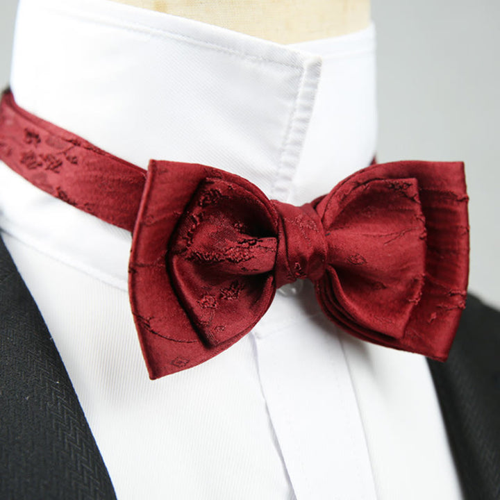 Nœud papillon pré-noué à double épaisseur en jacquard avec sangle réglable
