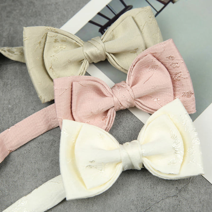 Nœud papillon pré-noué à double épaisseur en jacquard avec sangle réglable
